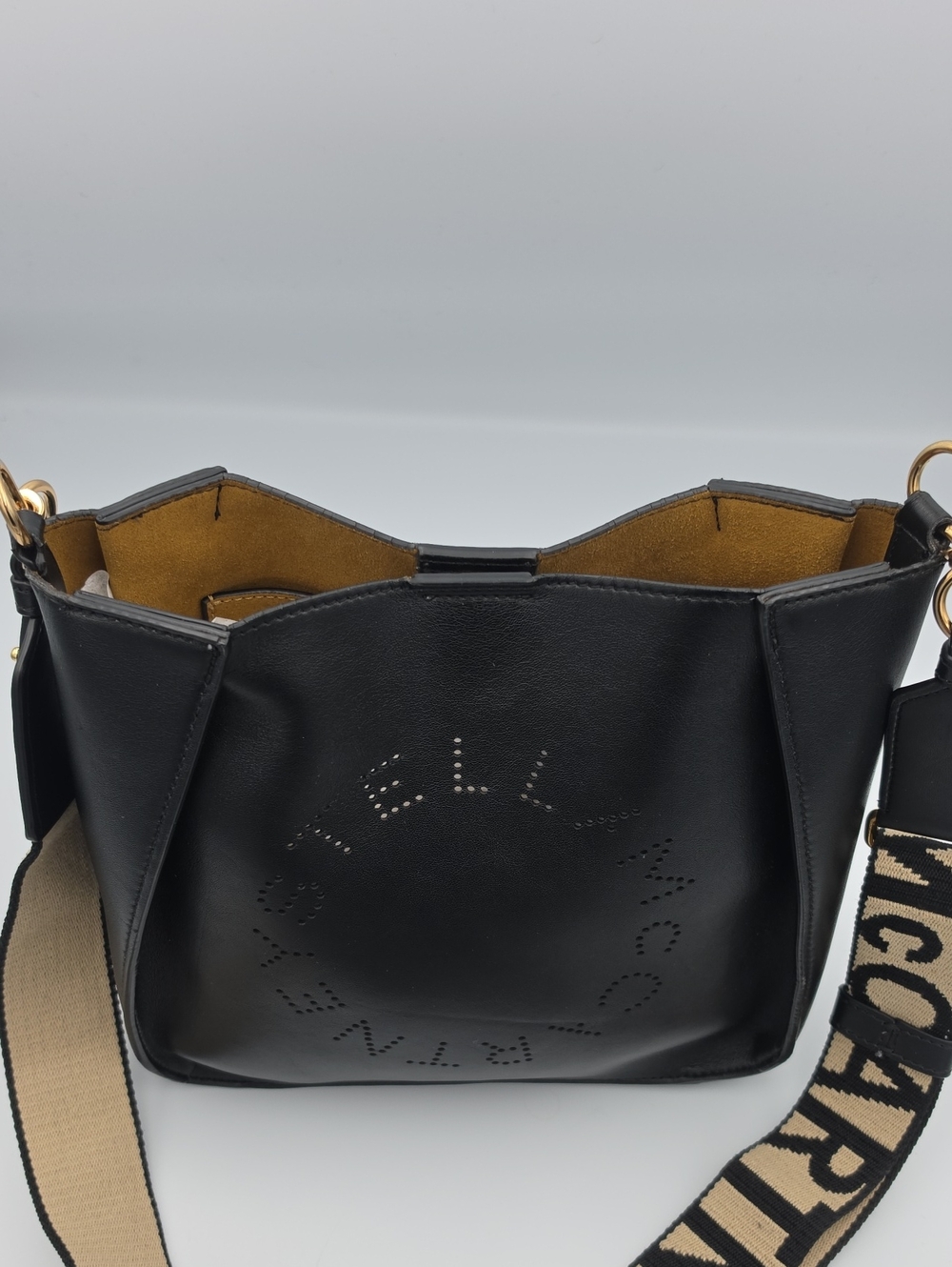 Stella McCartney Black & Gold Perforated Polyurethane Mini Crossbody (V-G)✨️🖤✨️ - Picture 5 of 16